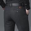 Men's Slim Fit Elastic Plaid Trousers - Korean Style Casual and Business Wear for Autumn and Winter