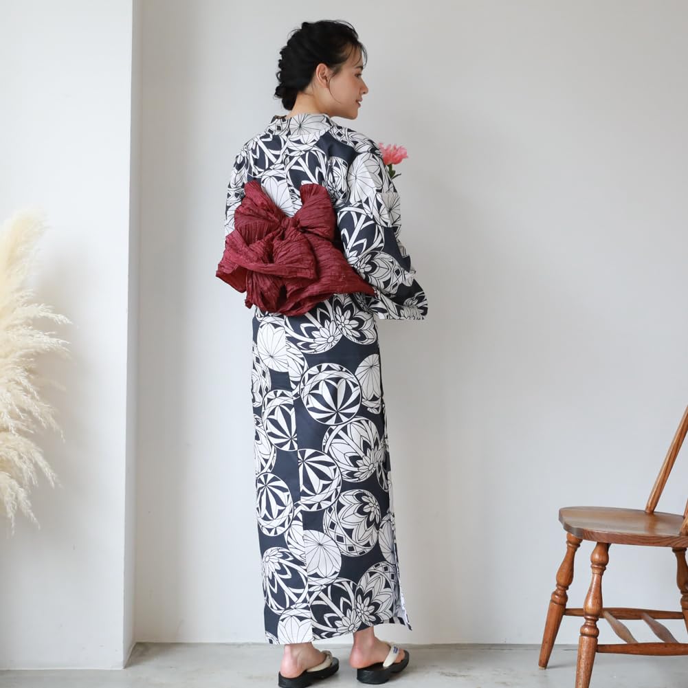 16 узоров на выбор Юката хеко оби комплект Tokimeki Summer Love Юката хеко оби комплект из 2 предметов с узором темно-синего цвета (15.Марийский фон)