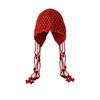 Women Crochet Slouchy Skull Cap with Tassel Handwoven Textured Knit Hat Ethnic Style Fringed Hat for Autumn Winter