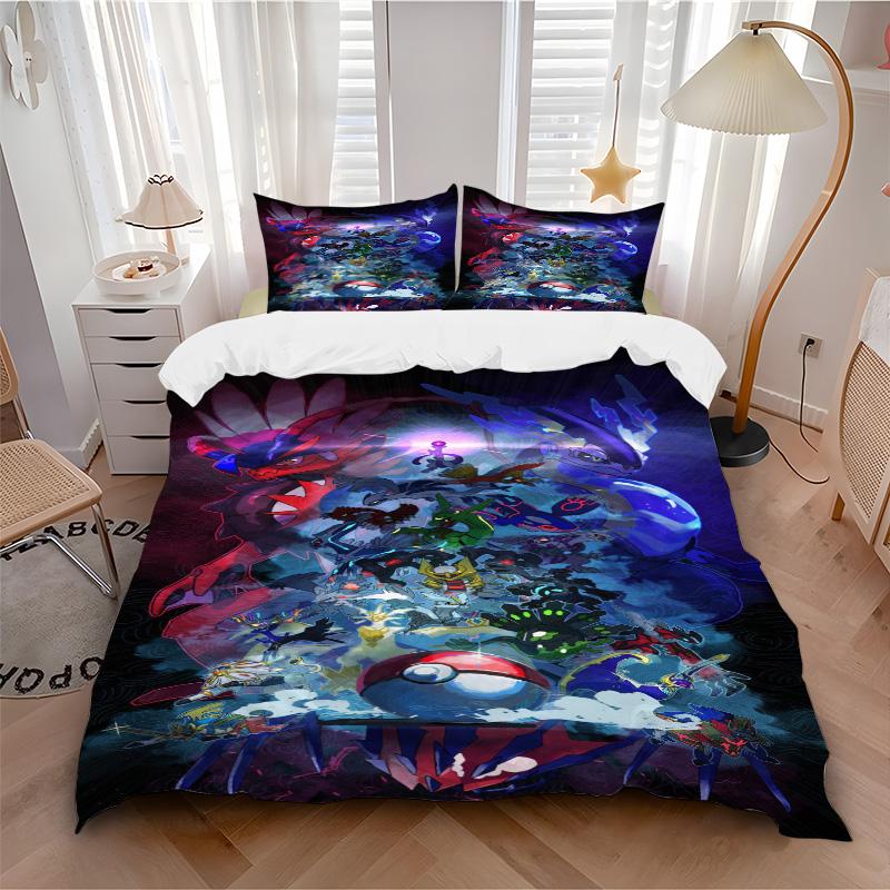 Pokmon Epic Battle Print 3Pcs Bedding Setduvet Cover With 2 Bedropillowcase Home Birthday Gift