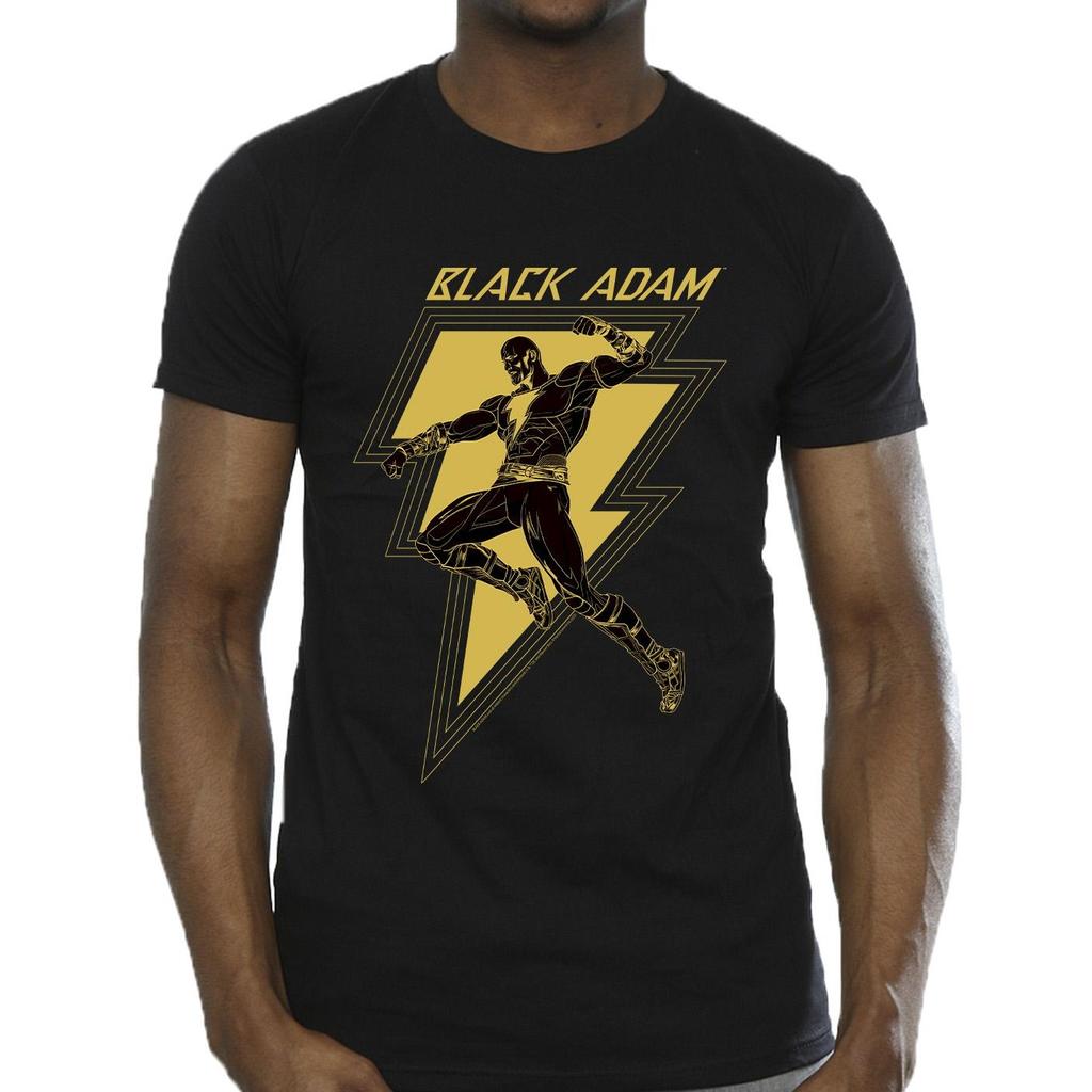 DC Comics Mens Black Adam Golden Bolt Chest T-Shirt