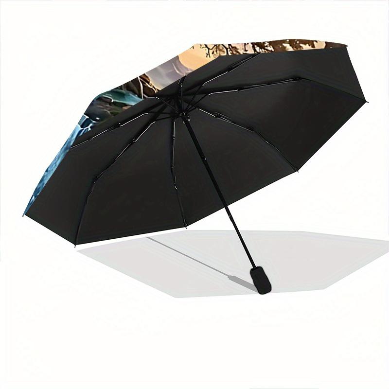 1pc Fantasy Landscape with a Mystical Tree Automatic Opening and Closing Umbrella - Suitable for Various Occasions, Outdoor Activities, Lightweig