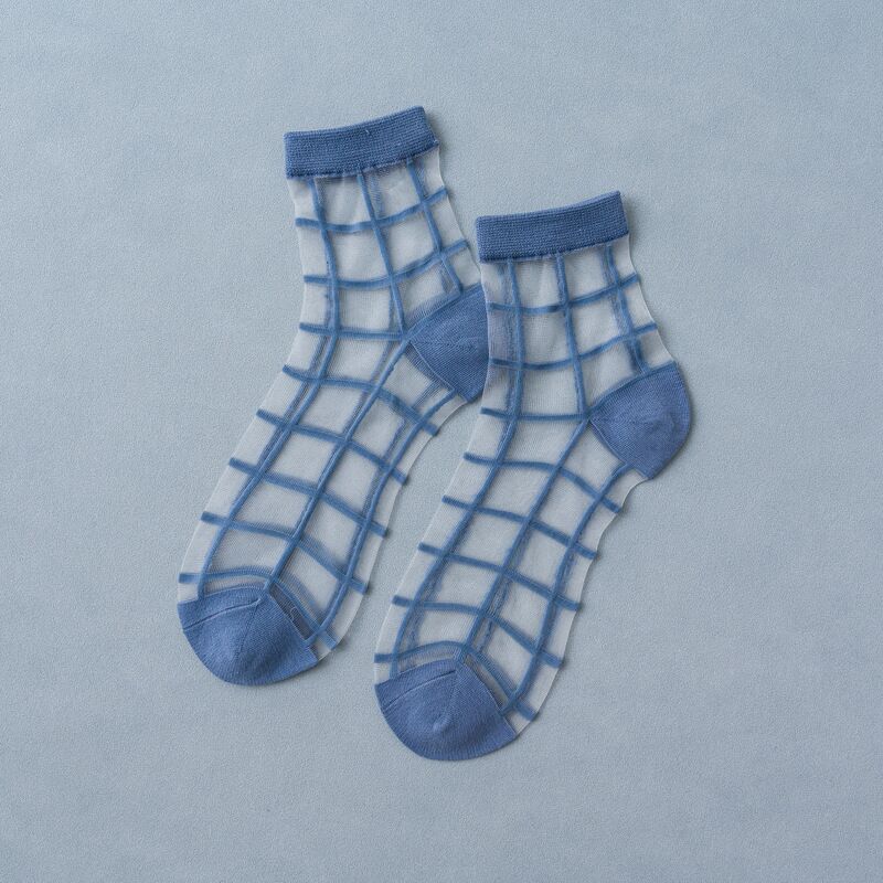 1 Pair Women Socks Summer 15 Styles Harajuku Thin Transparent Sock Striped Plaid Dots Breathable Funny Socks Casual Ankle Socks