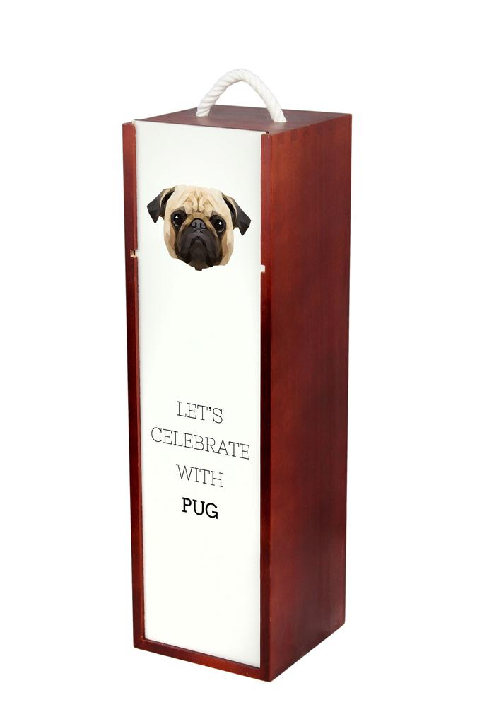 Mops, Pug, Carlin - Geometryczne Pudełko Ze Zdjęciem I Napisem Na Wino Marki Art-Dog