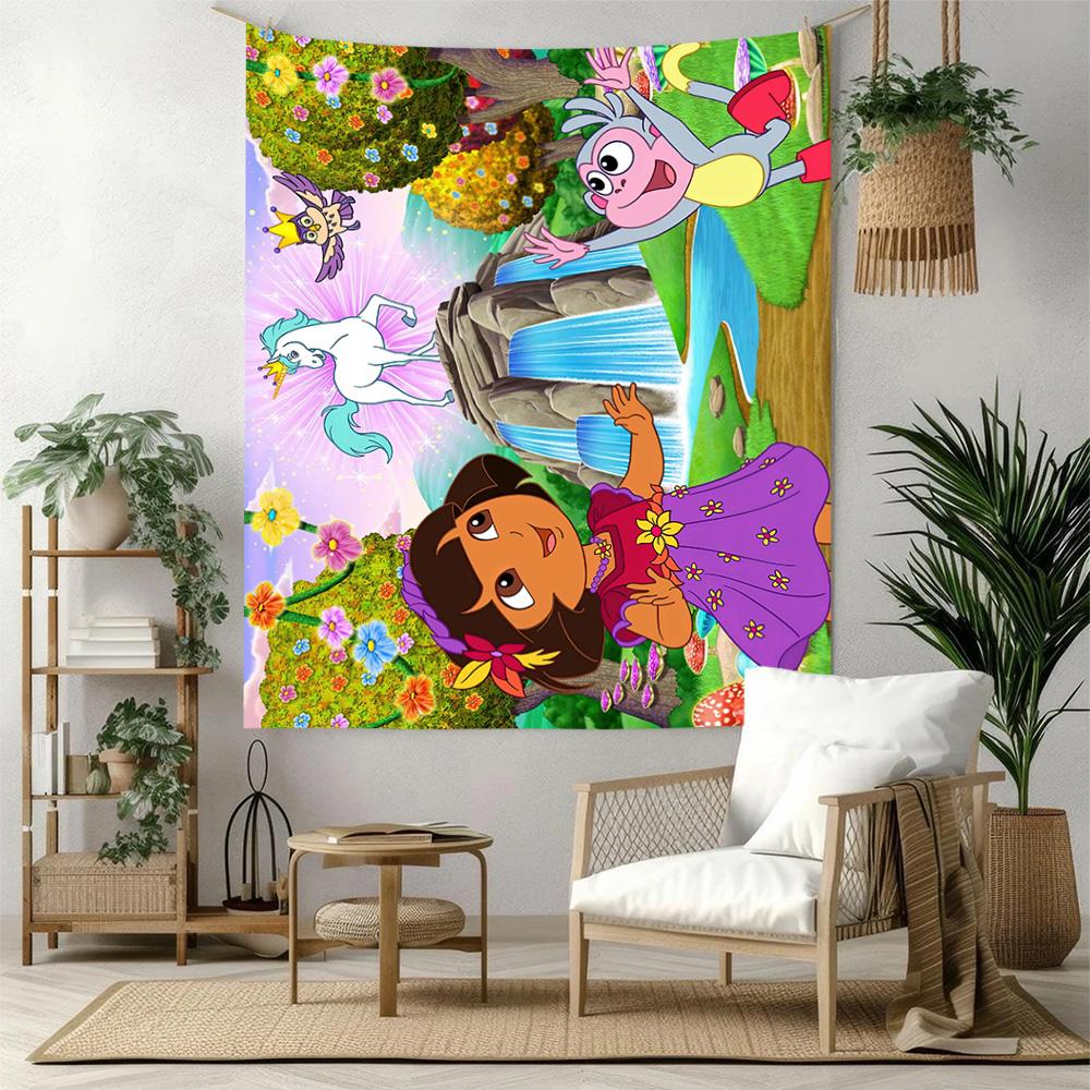Dora Explorer Wall Decor Tapestry Art For Pet Memorial Birthdaywedding Party Backdrop Family Gift