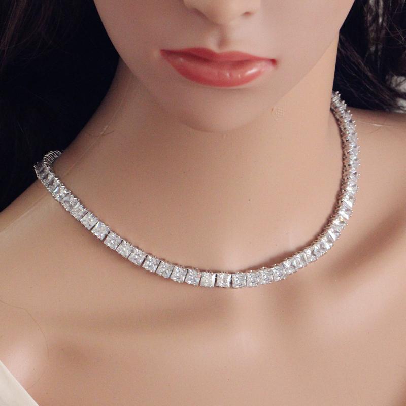 CMM 2 шт. классический бренд принцессы с цирконием колье-колье комплект серег серебро, розовое золото свадебные украшения для женщин подарок