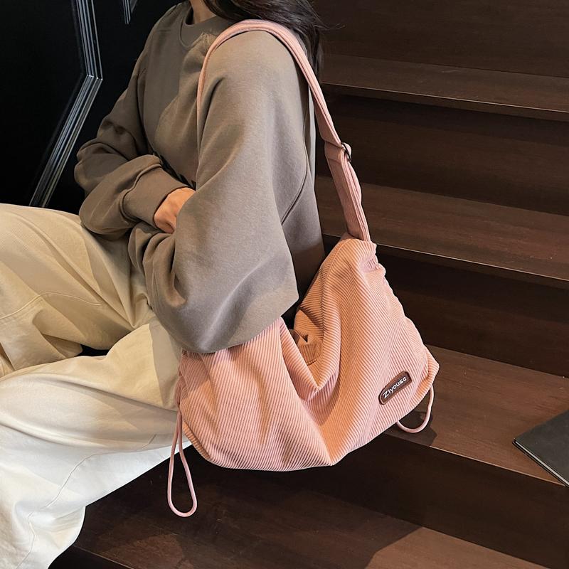 Corduroy Tote Bag Women's Large Capacity Crossbody Bag Shoulder Bag Underarm Bag