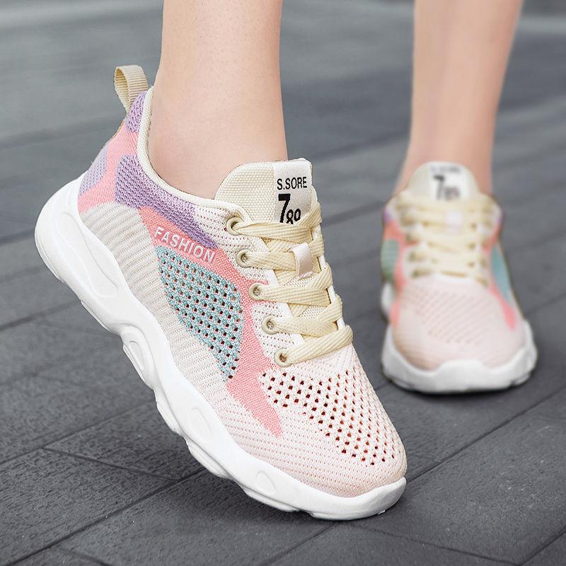 New women's sneakers trendy soft sole comfortable fly-woven breathable sneakers 2025 women's spring and summer sneakers