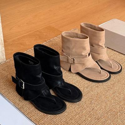 Летние ботильоны с защипом, крутые ботинки, женские ретро сапоги-чулки, дизайнерские, с пряжкой-ремнем, ботинки-трубы для девушки-перчинки