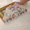 Elegant Flower Embroidery Lace Table Mat for Coffee Cup 33cm Beautiful Pattern Vase Lamp Ornament