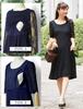 Sweet Mommy Maternity Nursing Dress with Lace Sleeves and Long Back Tail Cut Size M [Type B], Navy,