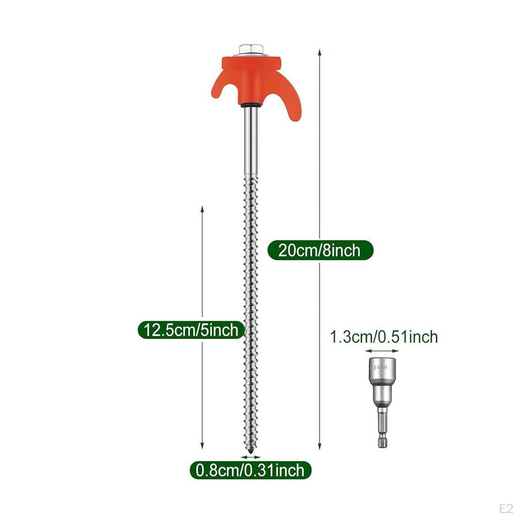 8 Pieces Tent Stakes Camping Nails Ground Anchors Stable Pegs Screw for Picnic