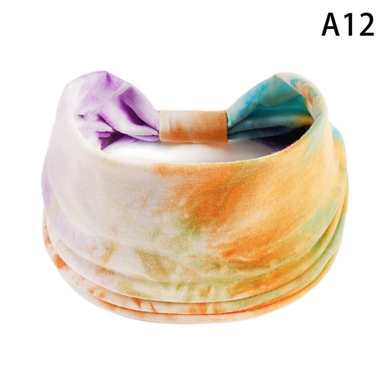 Tie-Dye Boho Knot Turbans Yoga Elastic Head Wrap Women Headband Wide Hairbands Headwear Bandanas Hair Band Accessories