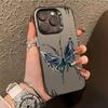 Темно-синий чехол для телефона с рисунком бабочки для серий iPhone 17 16 15 14 13 12 11 Pro Max Plus
