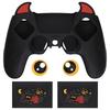 PlayVital Silicone Cover for PS5 Cute Controller Cover Skin Protector with Thumb Grip Caps Touchpad Stickers Controller, (Demon Style) & [Black]