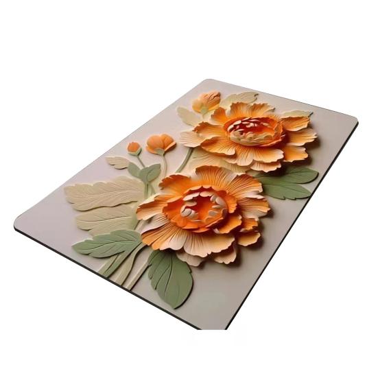 3D Цветочный коврик для ванной из диатомовой земли, абсорбирующий коврик для пола, противоскользящий, реалистичный, цветы масляной живописи, коврик для ванной для дома, прихожей, душа, кухни