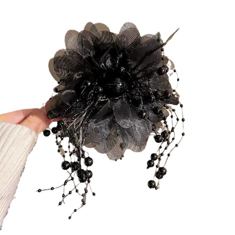 2024 Peony Feather Tassel Hairpin: Fluffy Hair Volume Boost Shark Clip