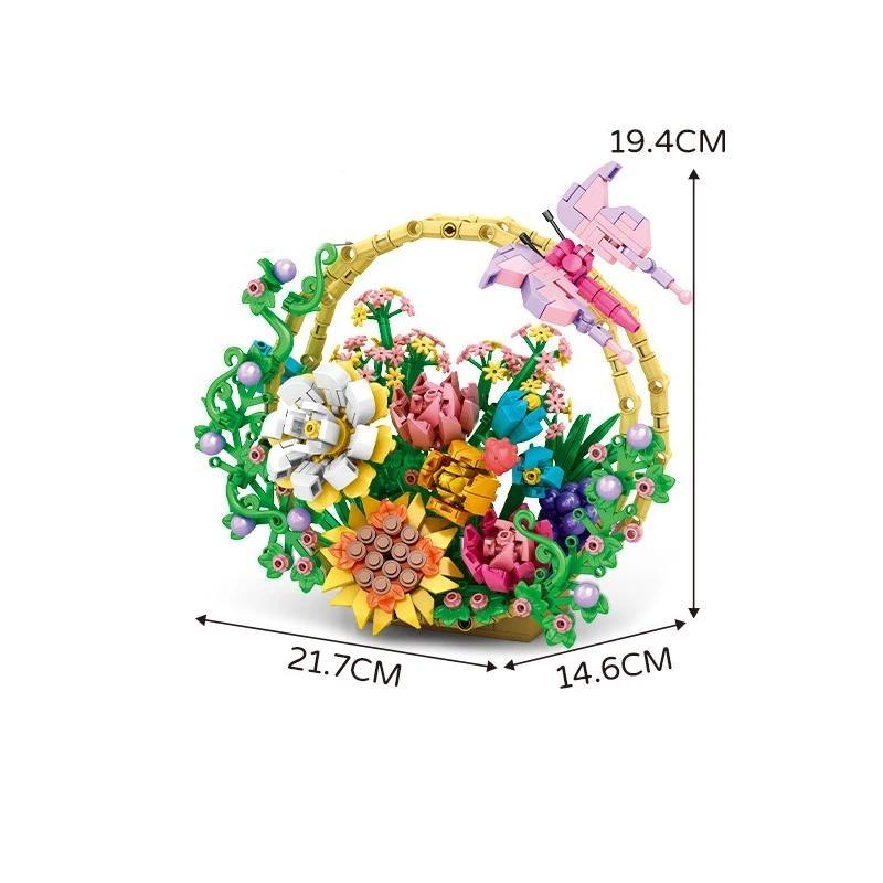 Creative Simulation Of Flower Bonsai Flower Basket Tabletop Decoration Building Blocks Bricks Toys Gifts