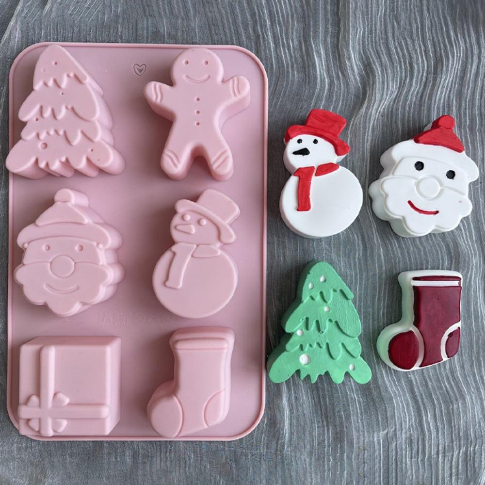 Рождественский носок Санта-Клауса Силиконовая форма для шоколада Снежинка Дерево Снеговик Конфеты Печенье Форма для льда Мыло Свеча DIY Торт Декор Подарок