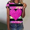 Футболка с 3D-принтом Love Heart, женская мода, свободная футболка, Harajuku, топы с коротким рукавом, футболки, подарок на День святого Валентина, футболка с круглым вырезом