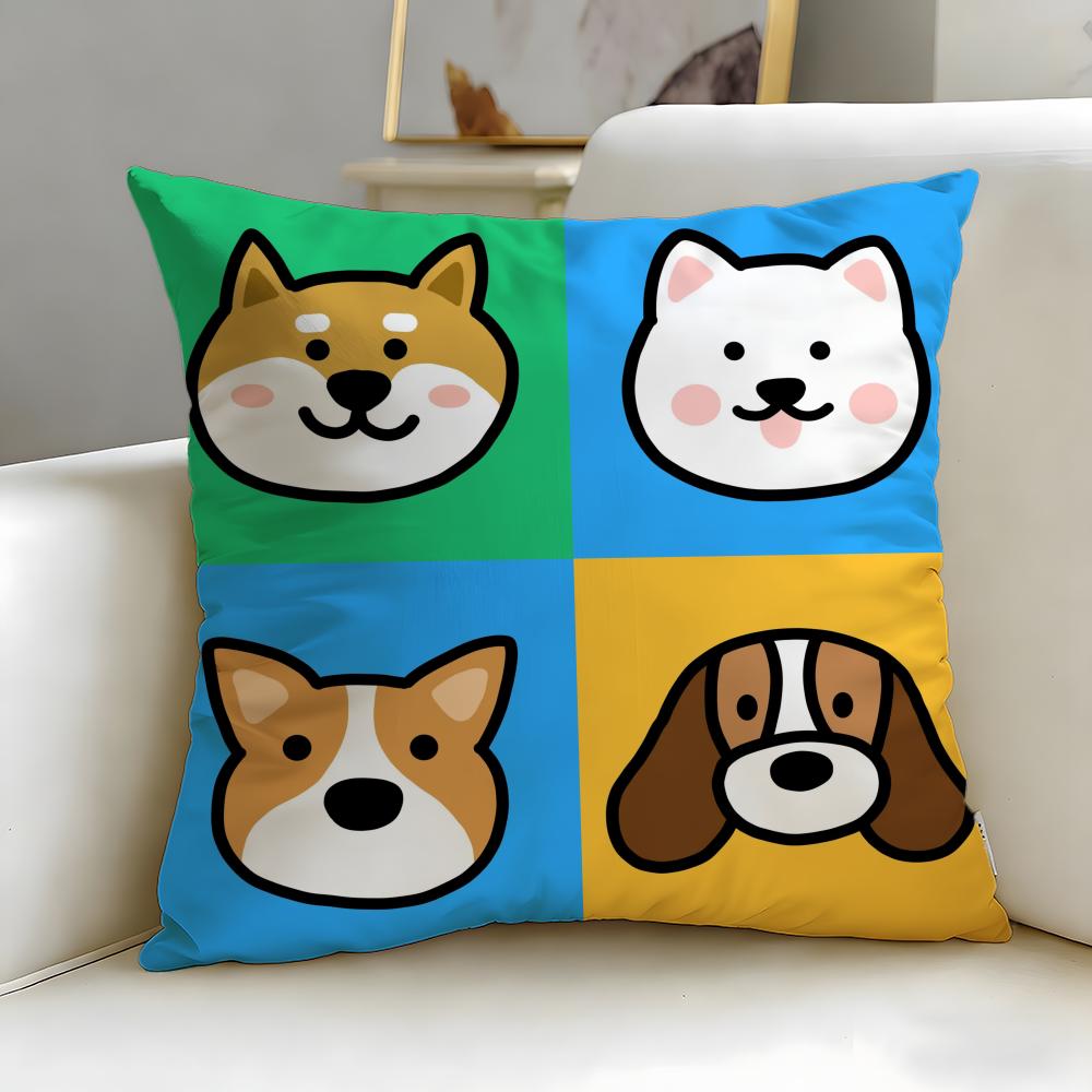 classic cartoon Cartoon Simple Dog Cushion Cover Soft & Easy-Wash Pillow Case – Versatile for Couch, Bed, Travel and Office