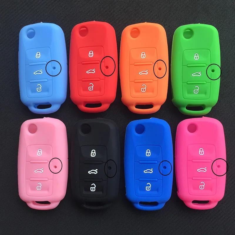 uwhxm4 Silicone Car Key Case Cover for VW Volkswagen Passat B5 Polo T4 Golf 4 for Seat Leon 1 Altea Ateca for Skoda Octavia A5 Keychain