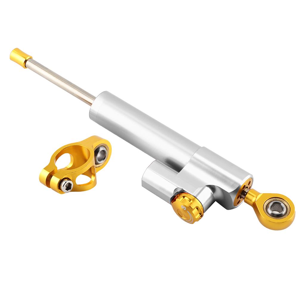 Универсальный мотоциклетный руль Алюминиевый сплав Стабилизатор рулевого демпфера Безопасность управления(Серебряный)