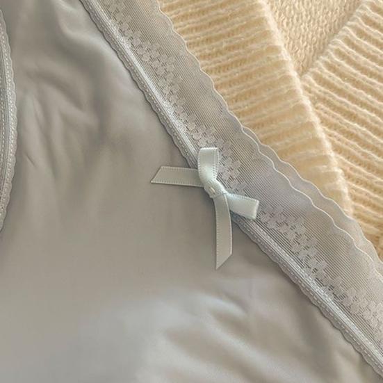 Women Panties Seamless Lace Bow Decor Soft Solid Color Elastic Thin High Waist Quick-drying Breathable Anti-septic Lady Underpants Briefs