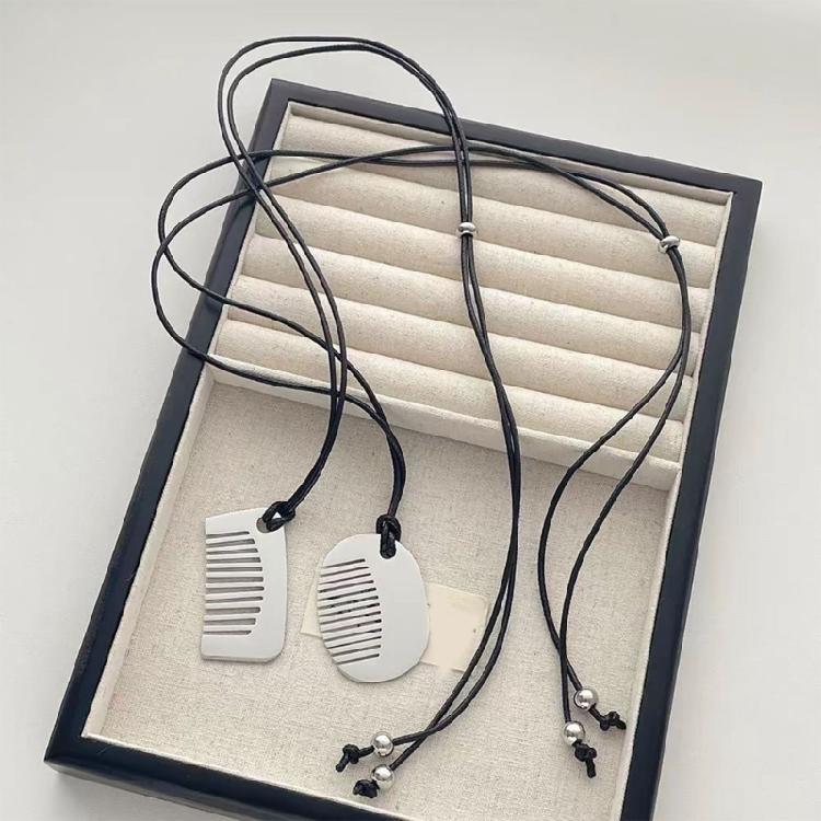 Современное ожерелье из сплава в форме расчески, полированная отделка, цепочка для ключицы, повседневный модный аксессуар