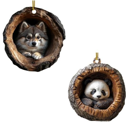 Подвеска на елку, акриловое украшение с шнурком для подвешивания, легко установить, очаровательная форма животного, праздничное украшение