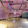 COSFIX 925 Серебряный Желтое Золото Женский Бриллиантовый Муассанит Подвеска Для Женщин Роскошное Ожерелье Принцесса Муассанит