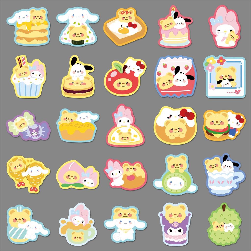 Декоративный набор наклеек Sanrio x Butter Bear - 50 листов для планировщиков и чемоданов