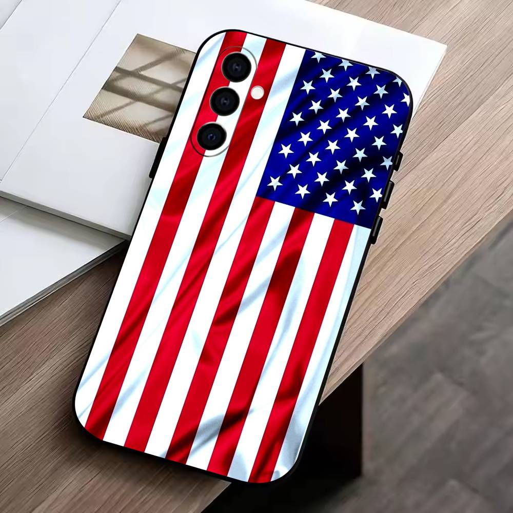 The American flag Phone Case Black Silicone Soft For Samsung Galaxy A73,A72,A71,A70,A53,A52,A51