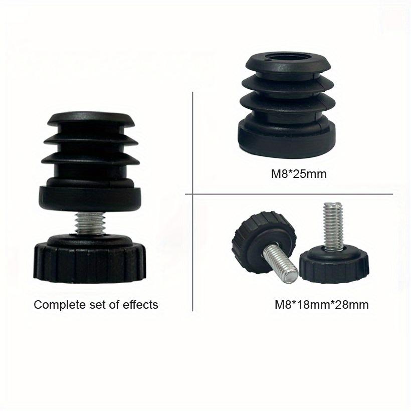 Circular 25mm Pipe End Plastic Insert With Screw & Nuts Furniture Leveling Feet For Cabinet Plastic Head Screw