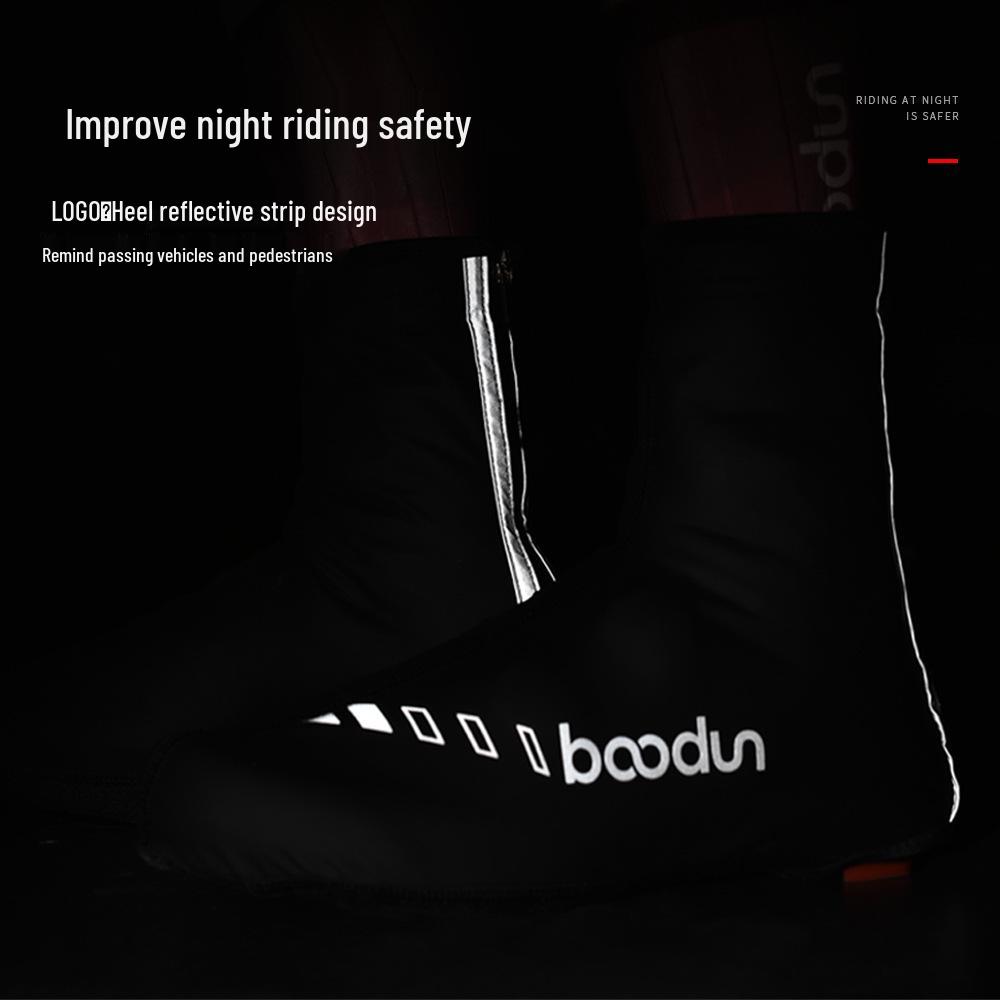 Velvet-Lined Winter Cycling Shoe Covers: Warm, Dustproof, Splash-proof, Non-slip, Wear-resistant PU for Night Sports