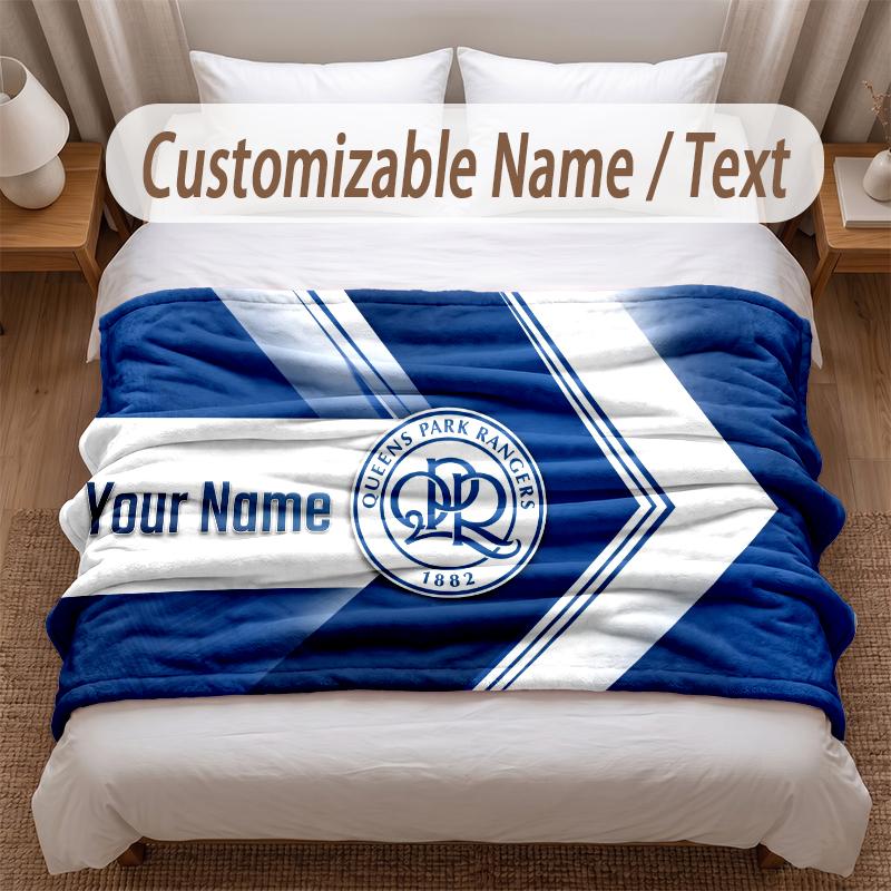 Queens Park Rangers Printed Flannel Blanket Custom Name Text Soft Warm Throw For Bedroom Holiday Gift