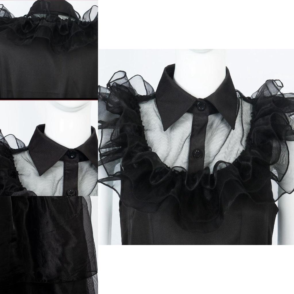 Платье для детей Уэнсдей Аддамс Косплей Костюм Вечеринка А-силуэт Многоярусная юбка