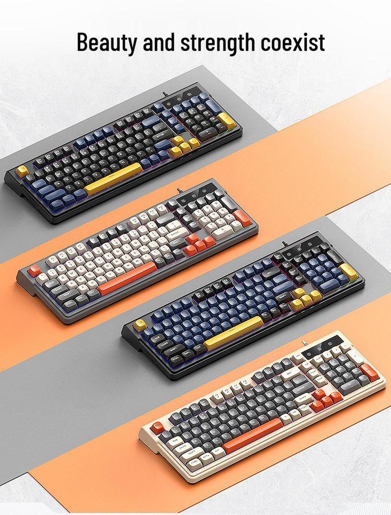 Проводная игровая клавиатура T-WOLF T13 - 98 клавиш, бесшумное механическое ощущение, подсветка, высококачественный дизайн.