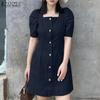 ZANZEA Женское летнее повседневное платье с квадратным воротником и коротким рукавом