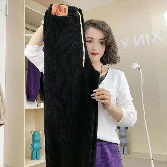 Женские зимние утолщенные вельветовые шаровары с европейским хлопковым бархатом