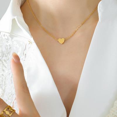 Стиль Isn't Wind Chocker Маленькое персиковое сердечко Love Ожерелье из титановой стали 18-каратного золота Цепочка на ключицу P113