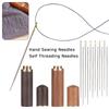 Steel Embroidery Sewing Tools Hand Sewing Needles Wooden Needle Case Self Threading Needles