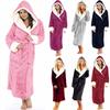 Women Winter Plush Lengthened Shawl Bathrobe Home Clothes Long Sleeved Robe Coat