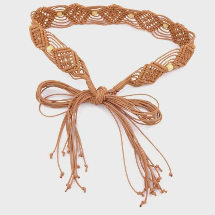 Bohemian Wax Rope Braided Floral Women's Belt Chain