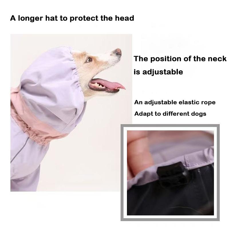 Four Legged Protection Suit Dog Raincoat With Reflective Stripe Dog High Neck Hooded Stormcoat Clothes Windproof Dog Clothing