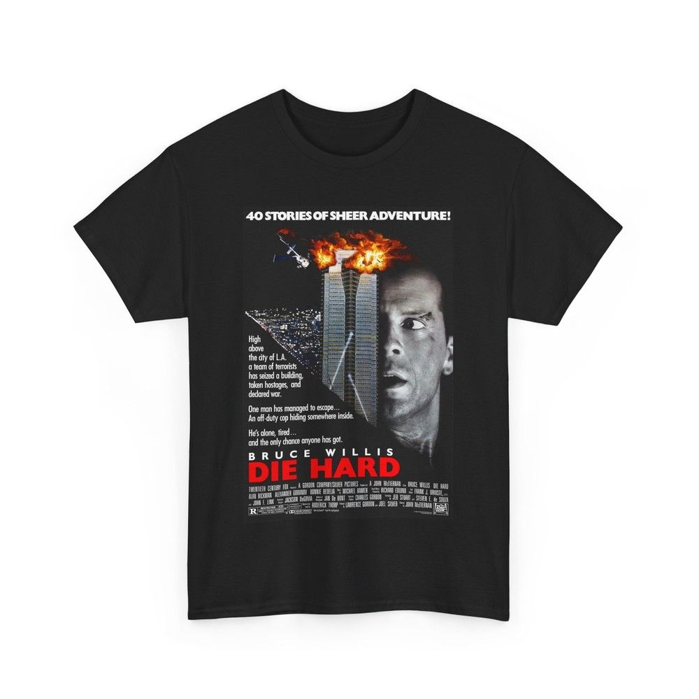 Unisex shirt Cotton Oversize Large Size Die Hard Movie T-Shirt, Retro Die Hard Shirt, 80s Movie Poster Tee, Bruce Willis
