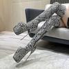 2025 New Over-knee Leopard Print Boots 19cm Steel Heels Large Size Sexy Zipper High Round Head Boots for Women High Heels