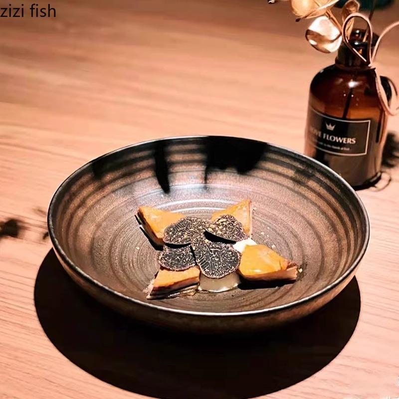 Vintage Frosted Ceramic Dining Plate Restaurant Dessert Plate Salad Plate Pasta Plates Soup Plates Molecular Cooking Tableware