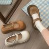 Модные офисные белые туфли Мэри Джейн на платформе с круглым носком, женские, новые 2025, весна-осень, французские универсальные туфли на низком подъеме