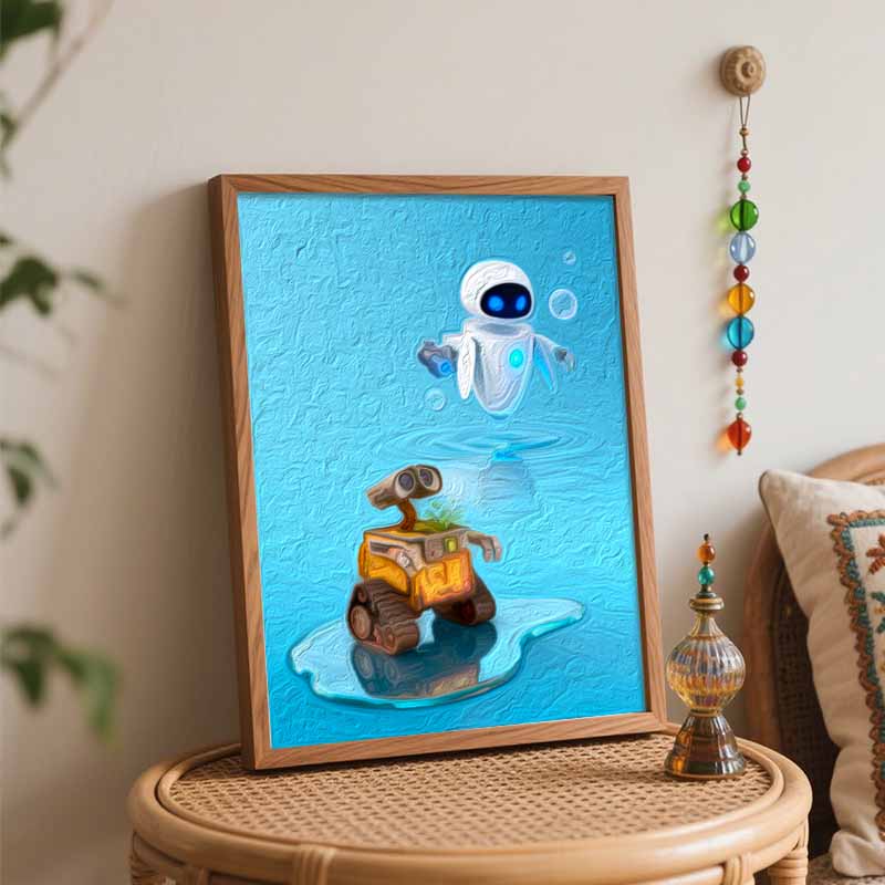 Disney Wall E And Eve Oil Paint Digital Painting Art Kit FillIn Painting Home Decor